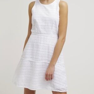 GAP White Eyelet Sleeveless A-Line Dress